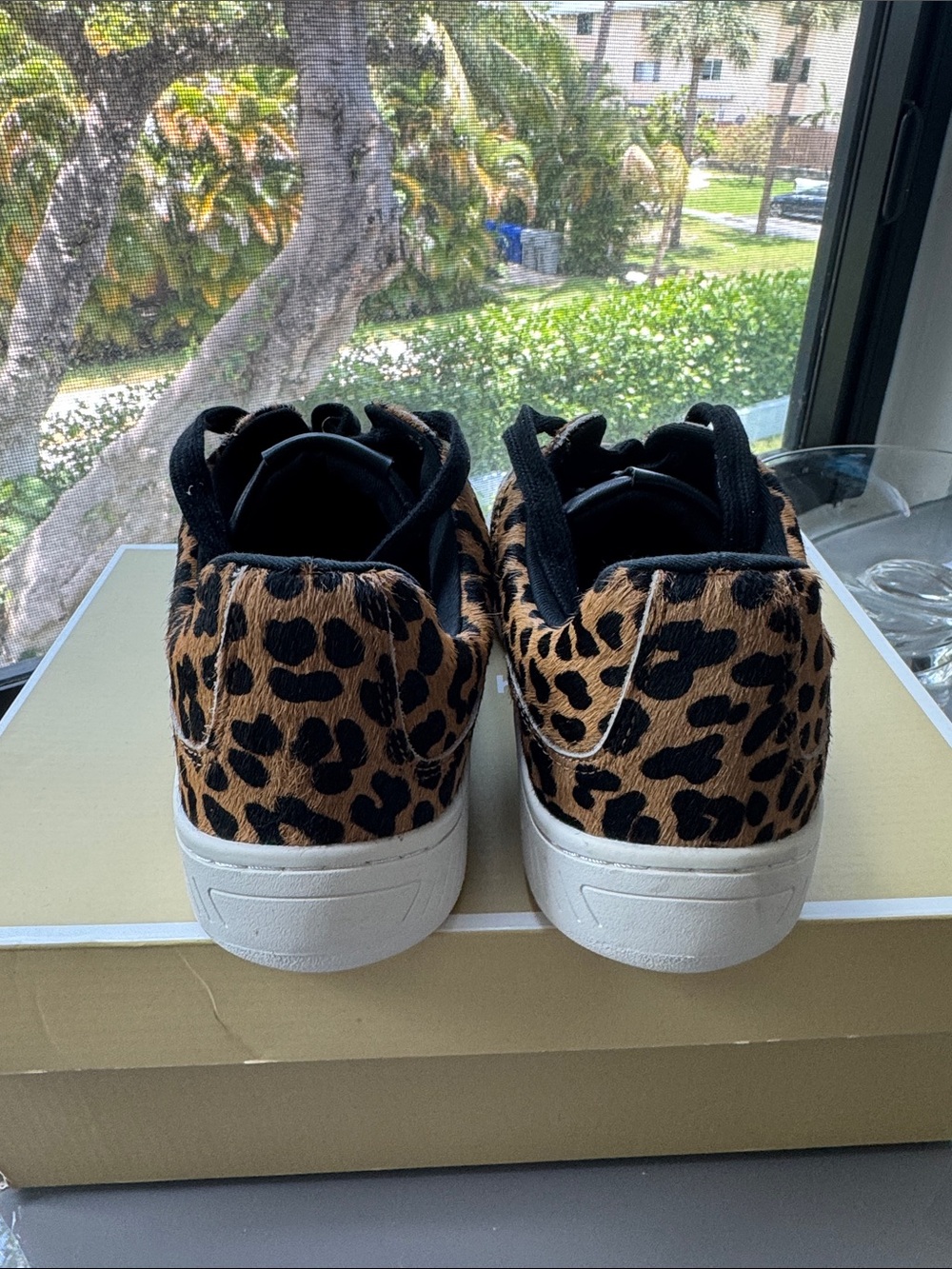 Michael Kors Women's Leopard-Print Low-Top Sneakers in Black and Tan - Picture 4 of 5